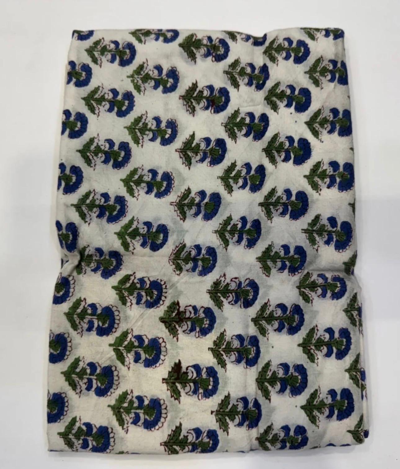 Hand Block Bagru and Sanganeri Printed Kota Doriya 3PC Unstiched Suit With Kota Doriya Dupatta