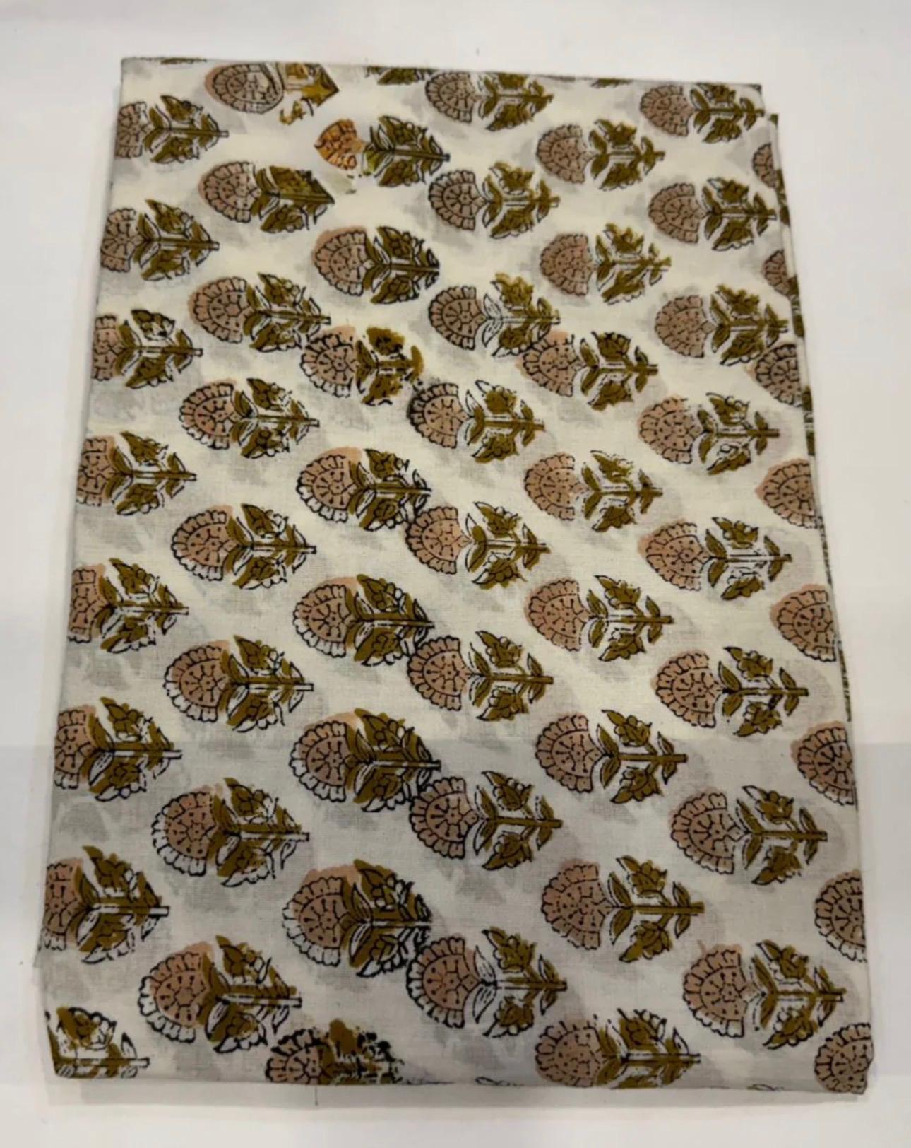 Hand Block Bagru and Sanganeri Printed Kota Doriya 3PC Unstiched Suit With Kota Doriya Dupatta