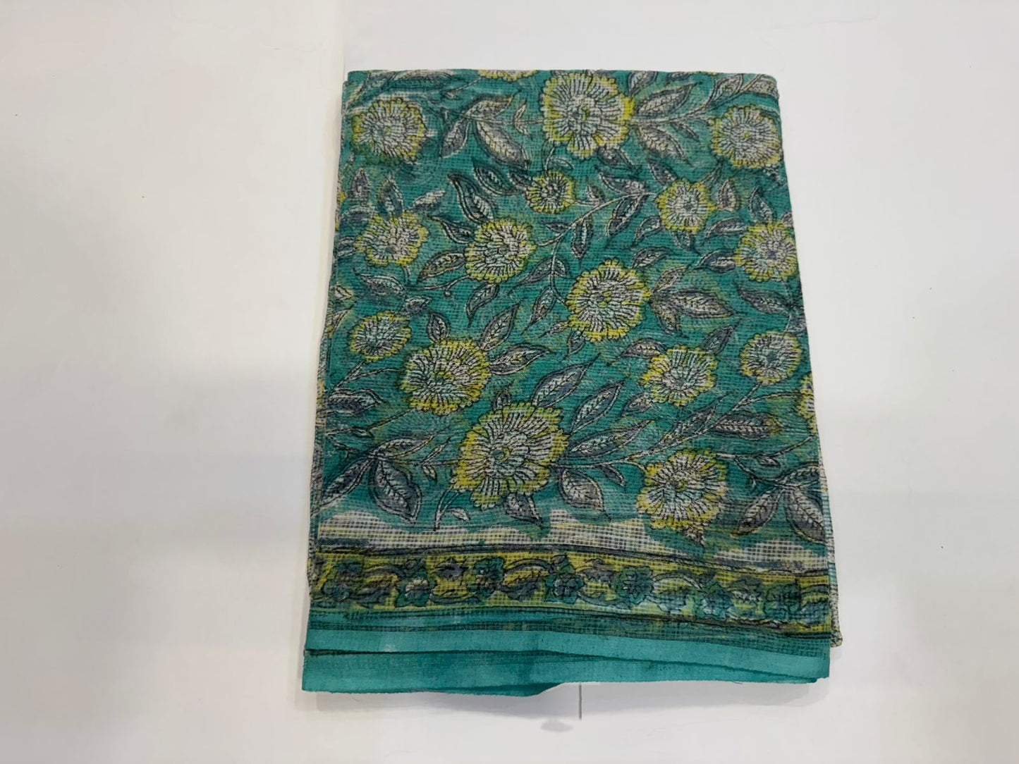 Hand Block Bagru and Sanganeri Printed Kota Doriya 3PC Unstiched Suit With Kota Doriya Dupatta