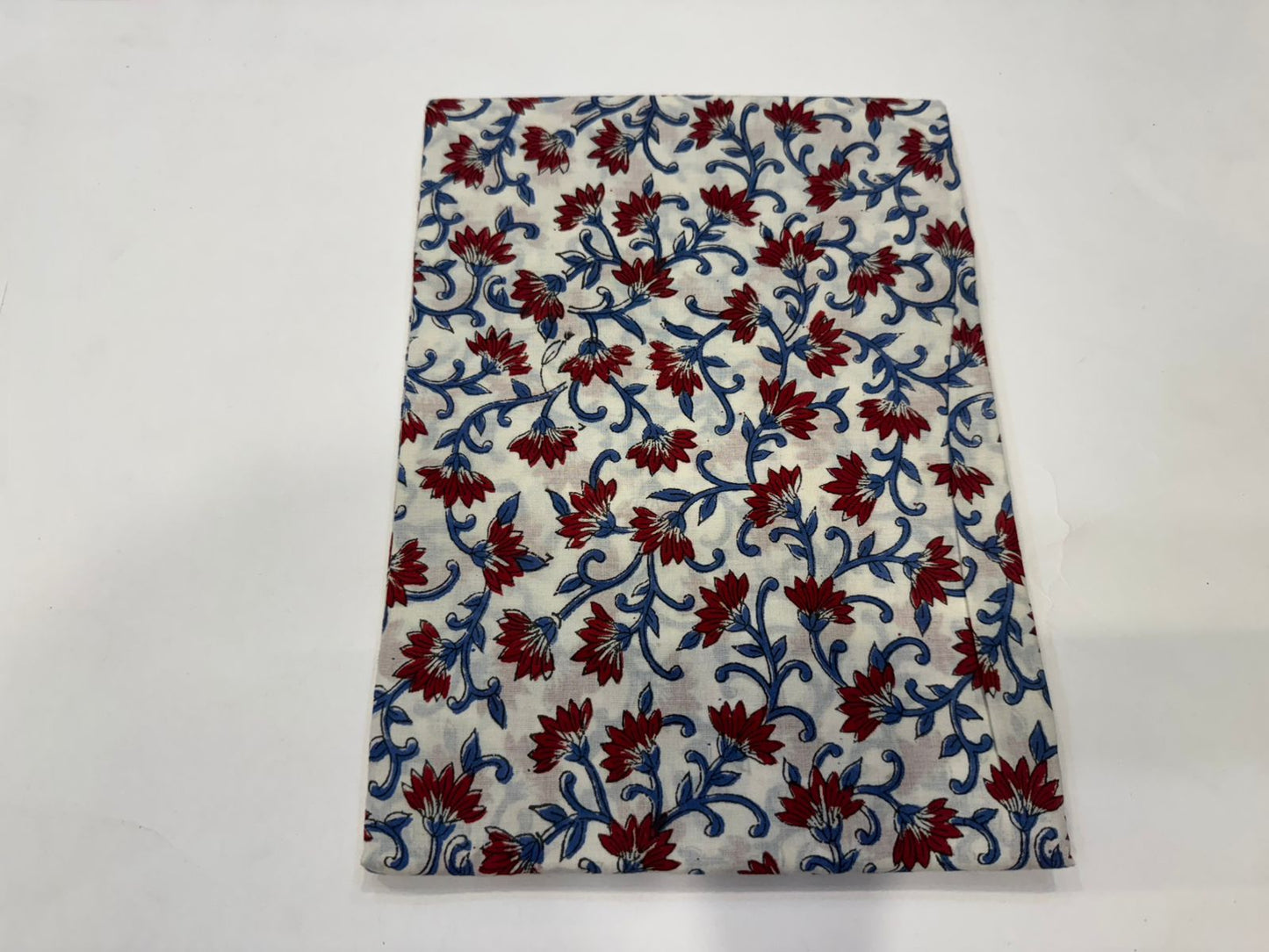 Hand Block Bagru and Sanganeri Printed Kota Doriya 3PC Unstiched Suit With Kota Doriya Dupatta