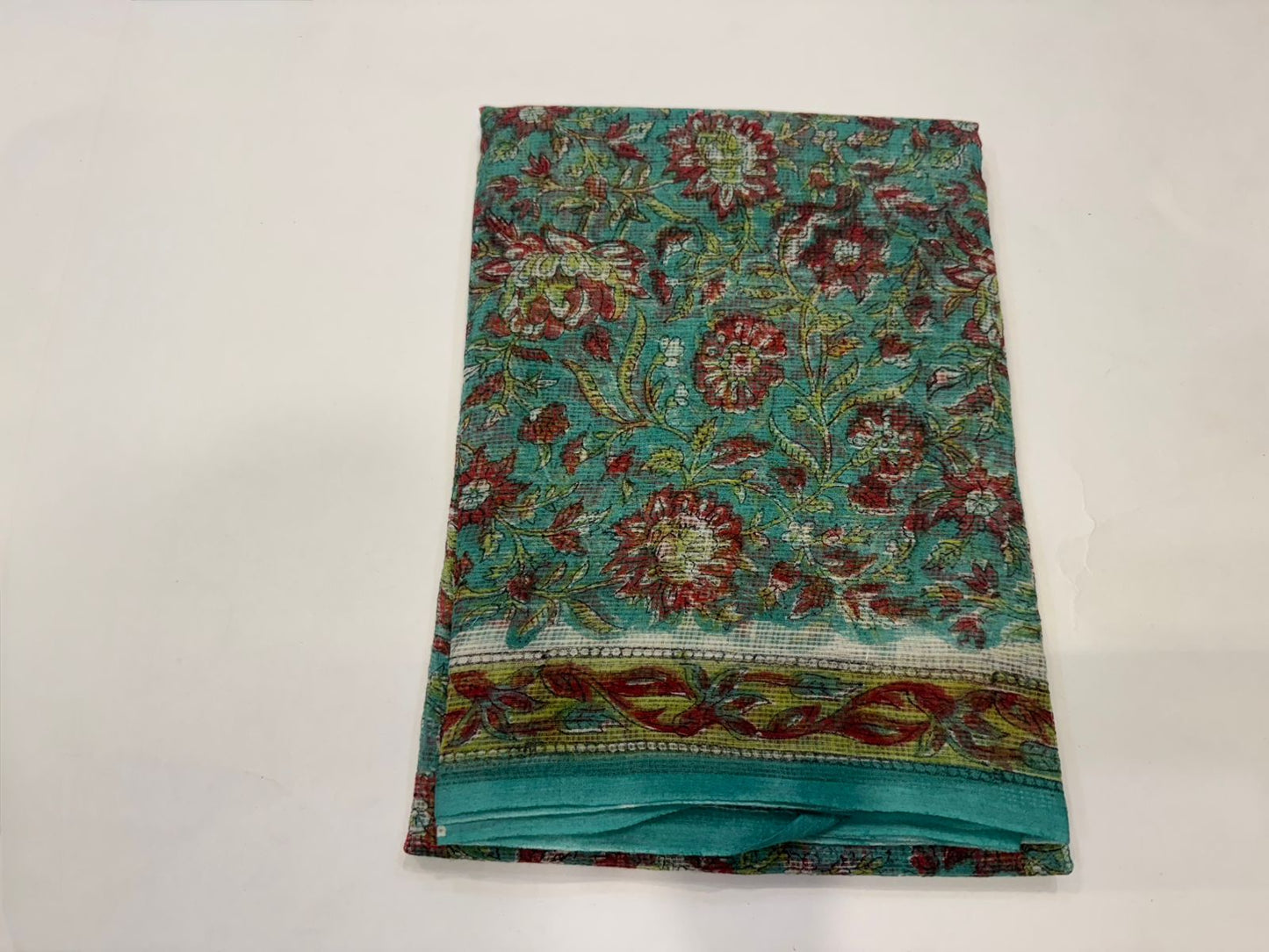 Hand Block Bagru and Sanganeri Printed Kota Doriya 3PC Unstiched Suit With Kota Doriya Dupatta