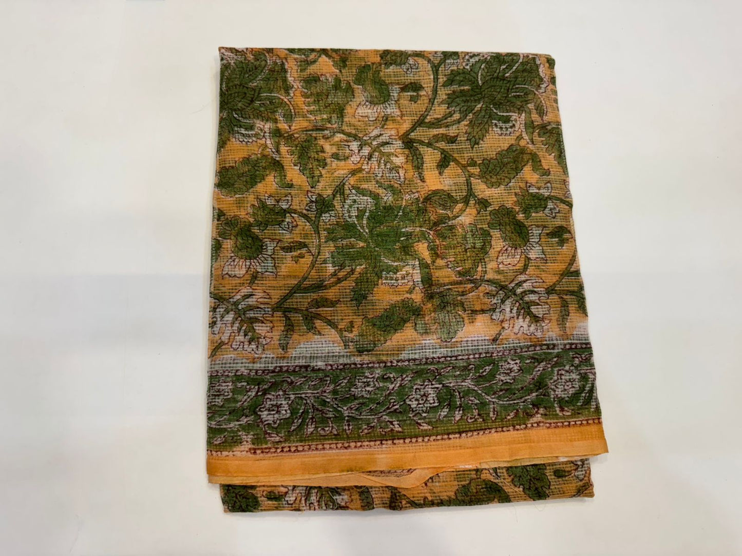Hand Block Bagru and Sanganeri Printed Kota Doriya 3PC Unstiched Suit With Kota Doriya Dupatta