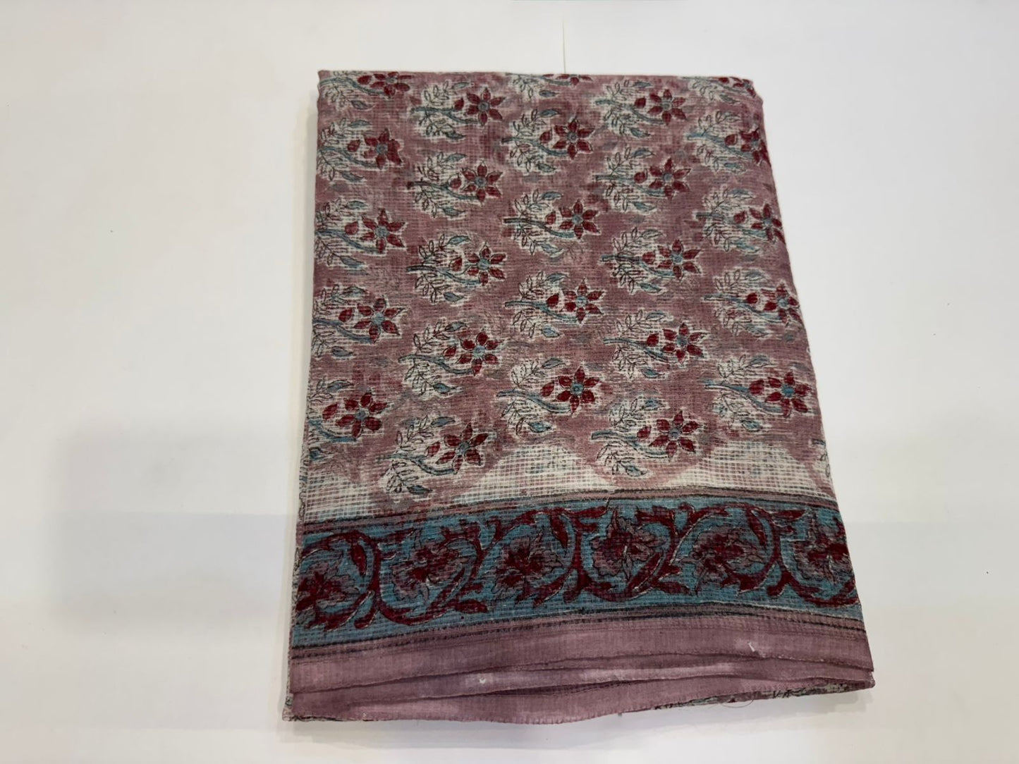 Hand Block Bagru and Sanganeri Printed Kota Doriya 3PC Unstiched Suit With Kota Doriya Dupatta