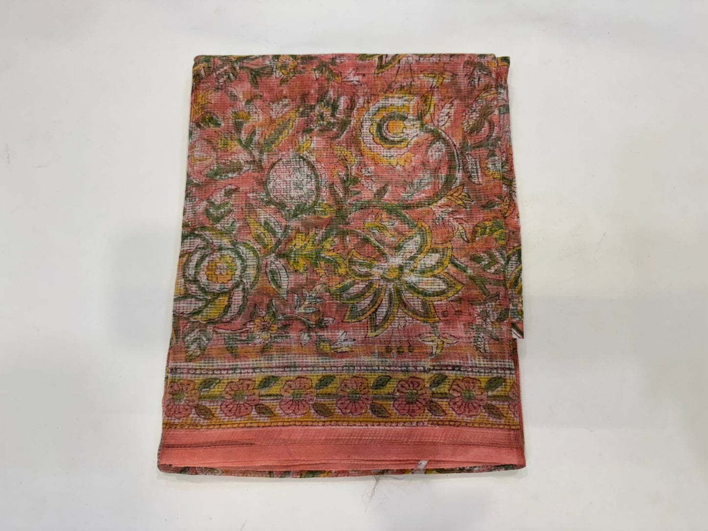 Hand Block Bagru and Sanganeri Printed Kota Doriya 3PC Unstiched Suit With Kota Doriya Dupatta