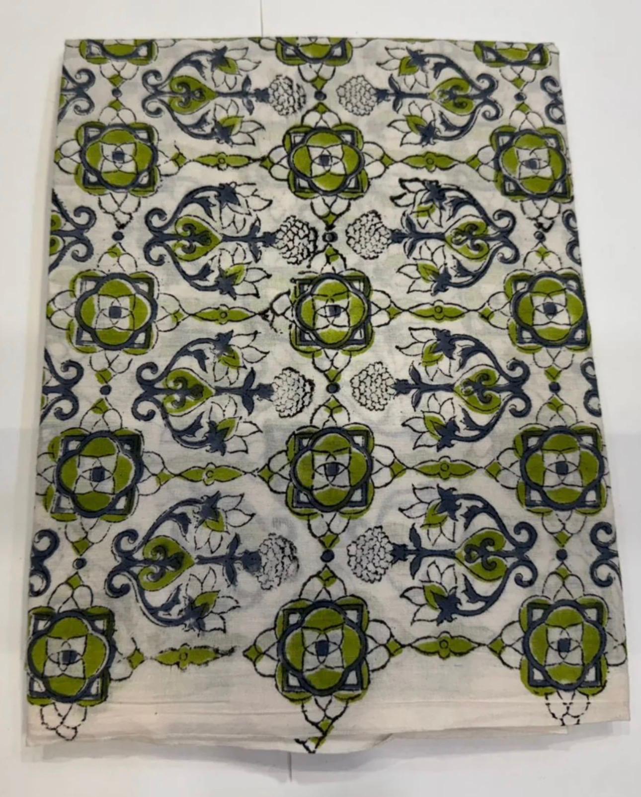 Hand Block Bagru and Sanganeri Printed Kota Doriya 3PC Unstiched Suit With Kota Doriya Dupatta