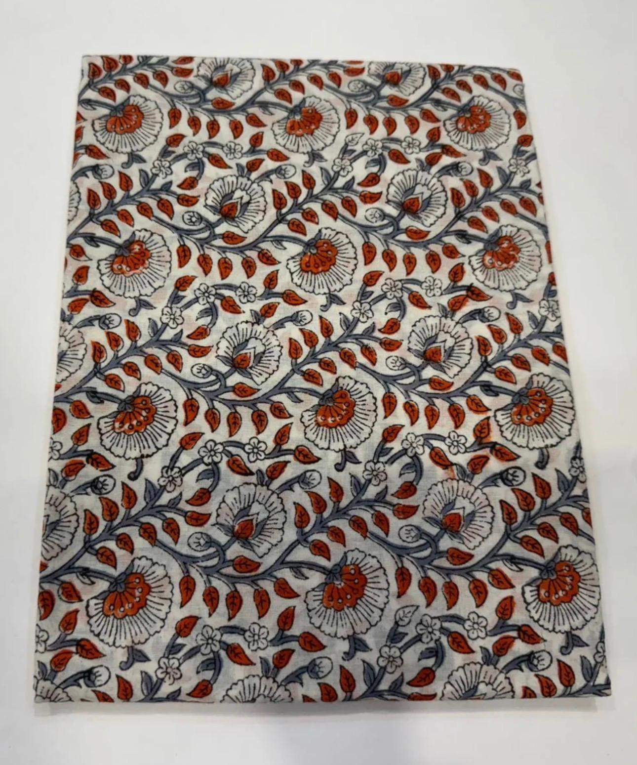 Hand Block Bagru and Sanganeri Printed Kota Doriya 3PC Unstiched Suit With Kota Doriya Dupatta