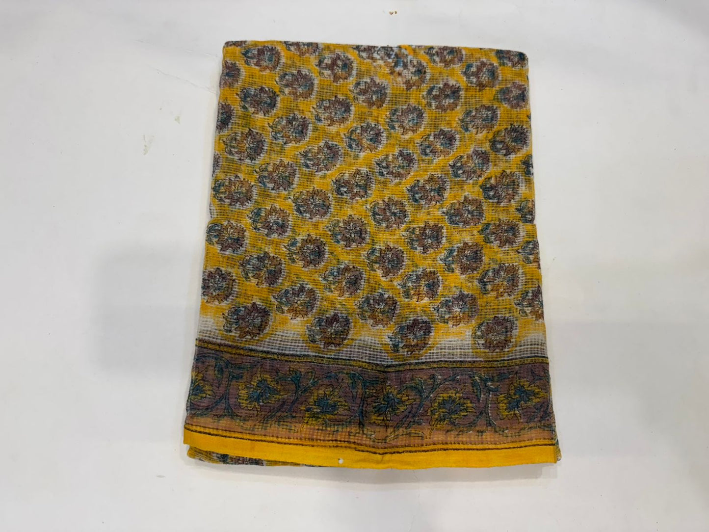 Hand Block Bagru and Sanganeri Printed Kota Doriya 3PC Unstiched Suit With Kota Doriya Dupatta