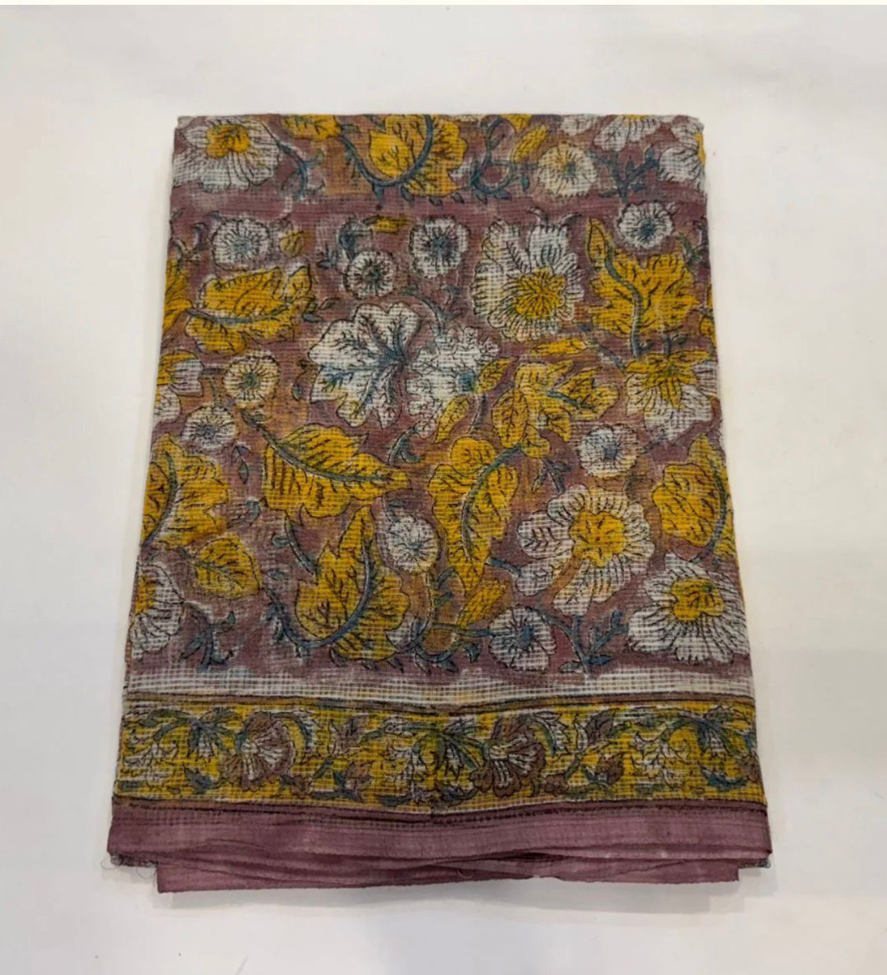 Hand Block Bagru and Sanganeri Printed Kota Doriya 3PC Unstiched Suit With Kota Doriya Dupatta