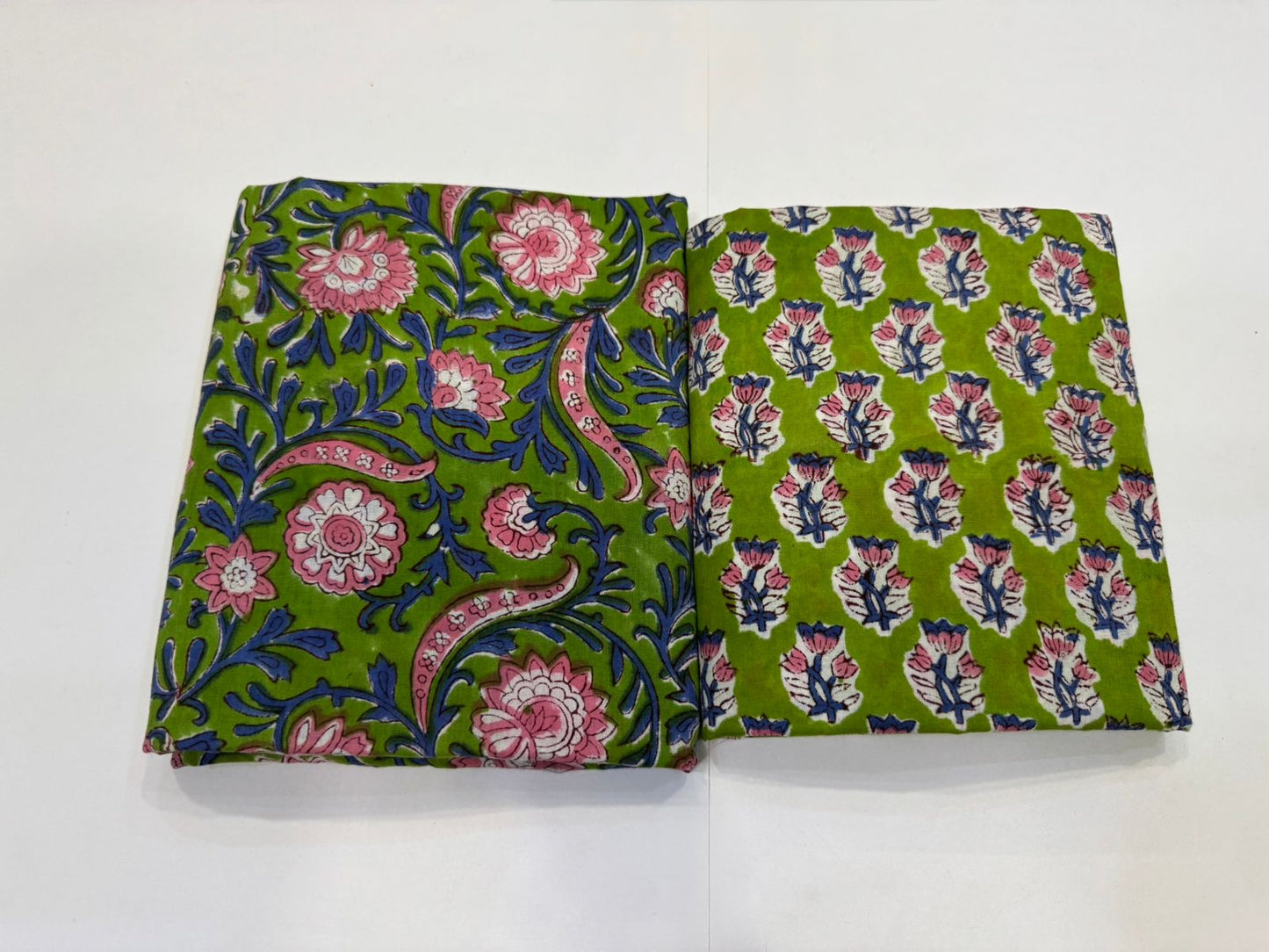 Hand Block Bagru and Sanganeri Printed Cotton 3PC Unstiched Suit With Cotton Dupatta
