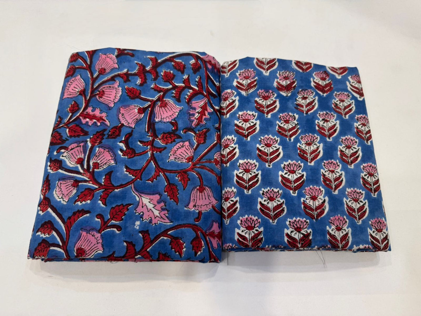 Hand Block Bagru and Sanganeri Printed Cotton 3PC Unstiched Suit With Cotton Dupatta