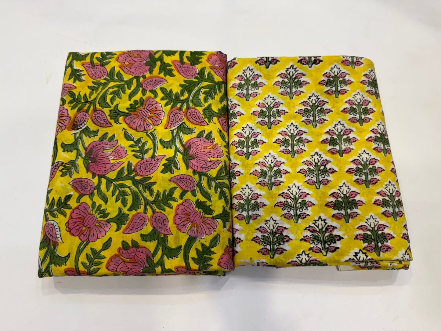 Hand Block Bagru and Sanganeri Printed Cotton 3PC Unstiched Suit With Cotton Dupatta