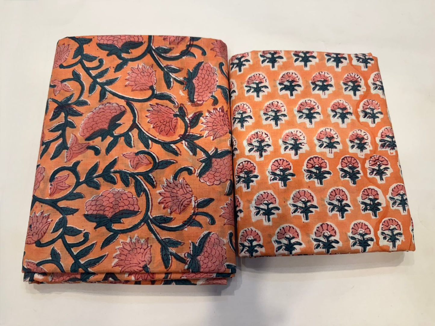 Hand Block Bagru and Sanganeri Printed Cotton 3PC Unstiched Suit With Cotton Dupatta