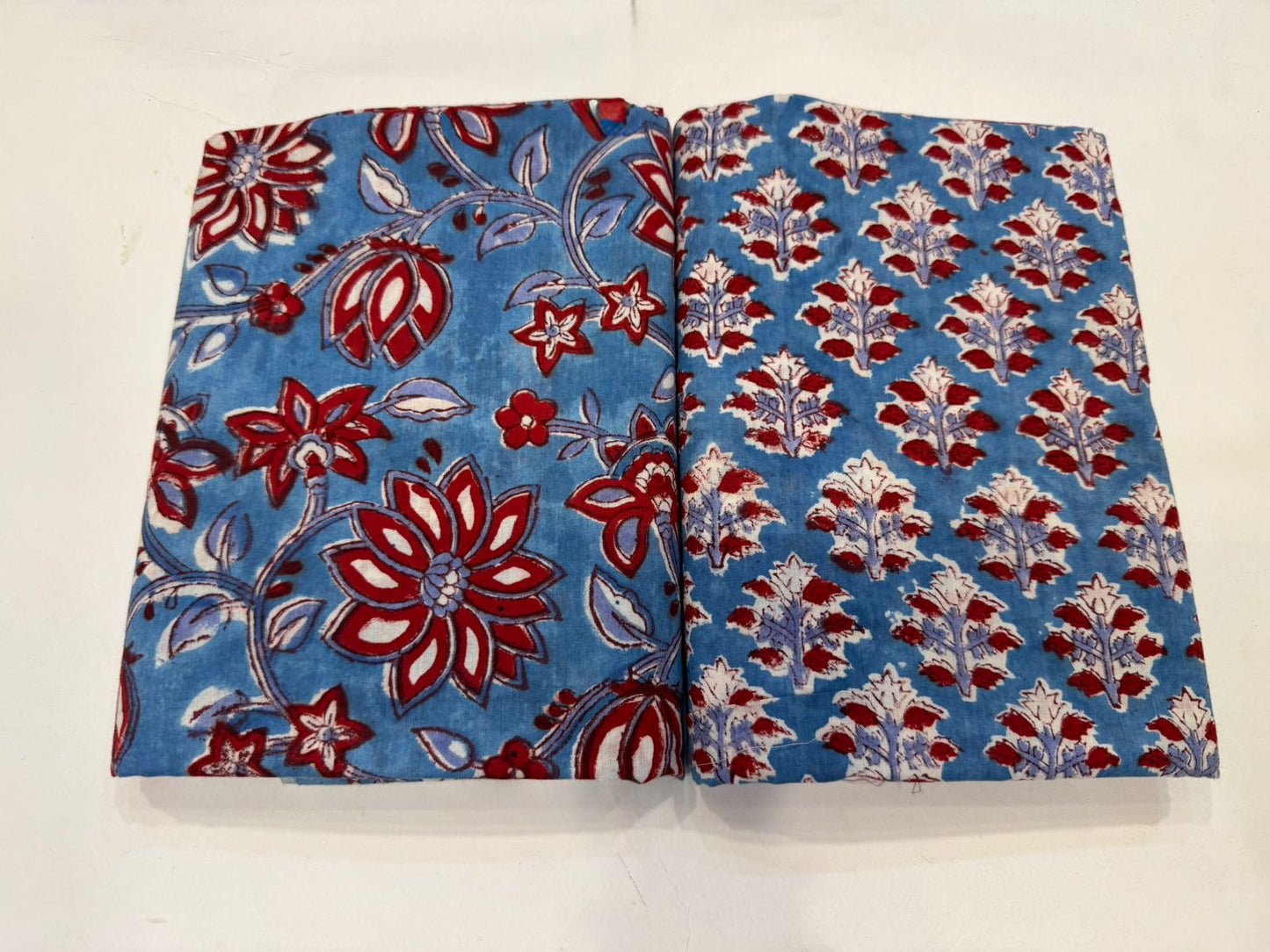 Hand Block Bagru and Sanganeri Printed Cotton 3PC Unstiched Suit With Cotton Dupatta