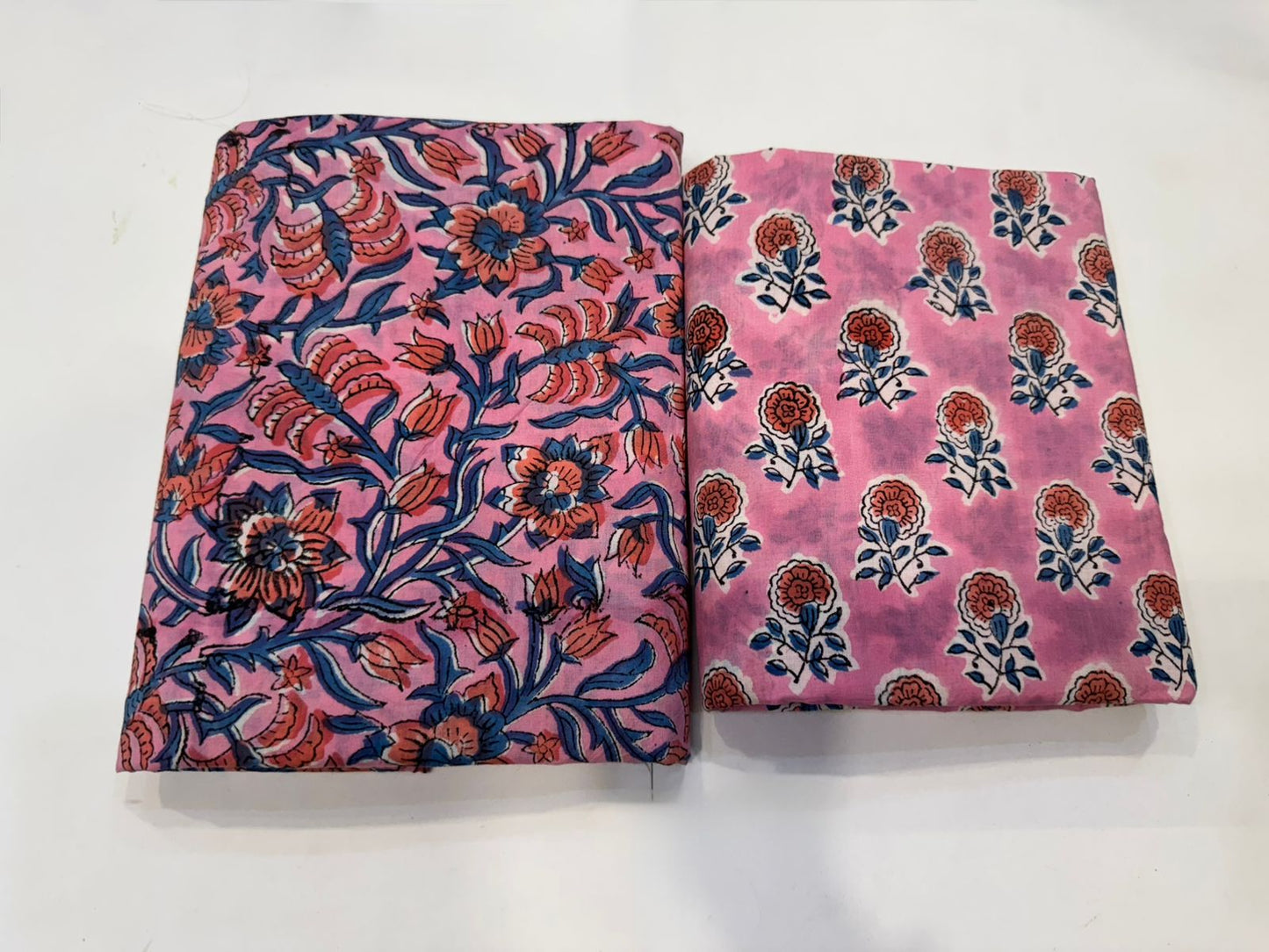 Hand Block Bagru and Sanganeri Printed Cotton 3PC Unstiched Suit With Cotton Dupatta