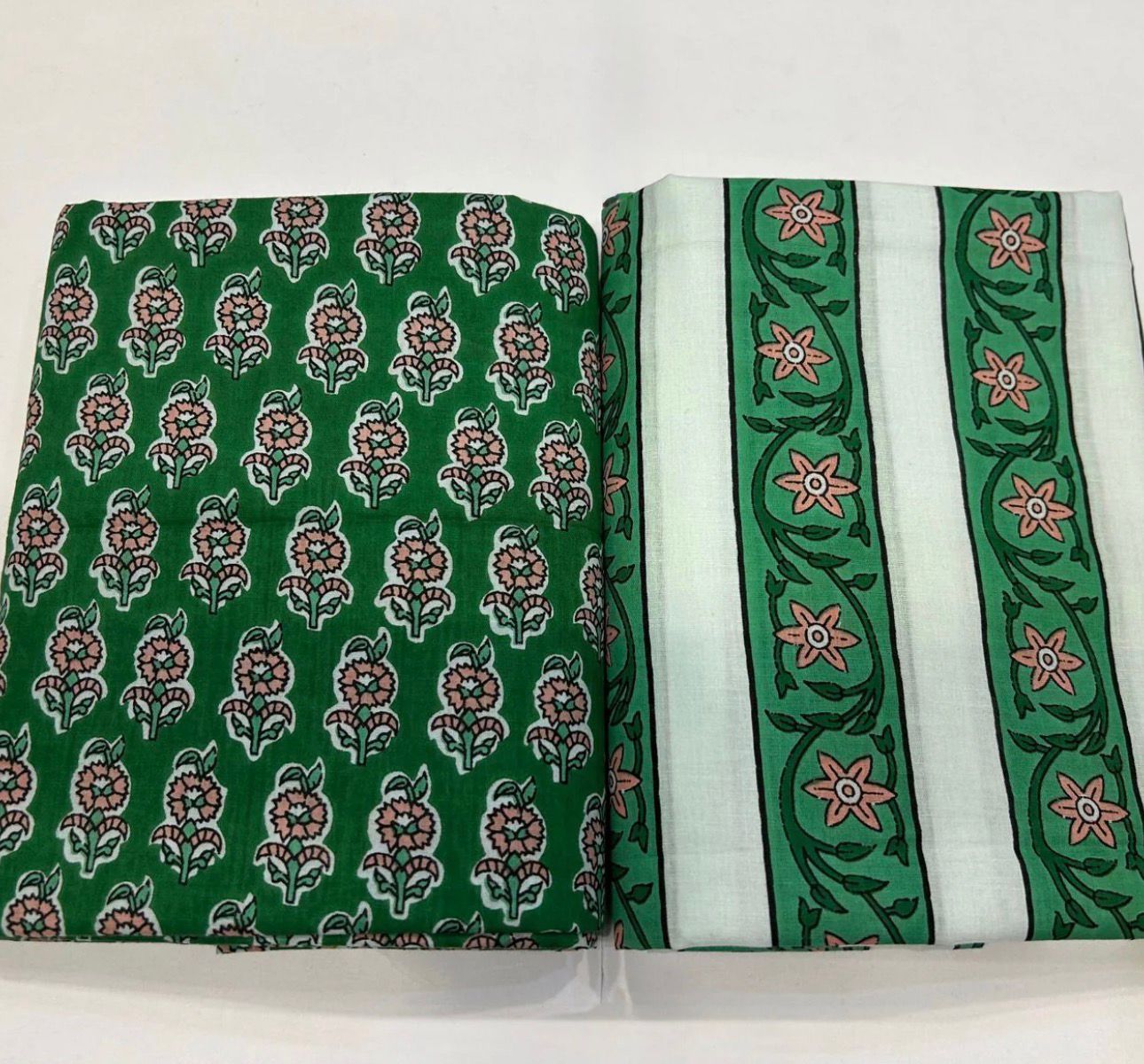 Hand Block Bagru and Sanganeri Printed Cotton 3PC Unstiched Suit With Cotton Dupatta