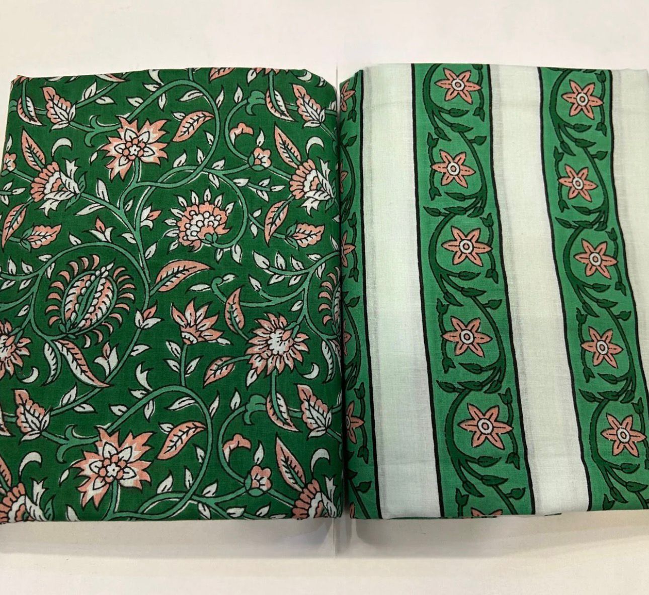 Hand Block Bagru and Sanganeri Printed Cotton 3PC Unstiched Suit With Cotton Dupatta