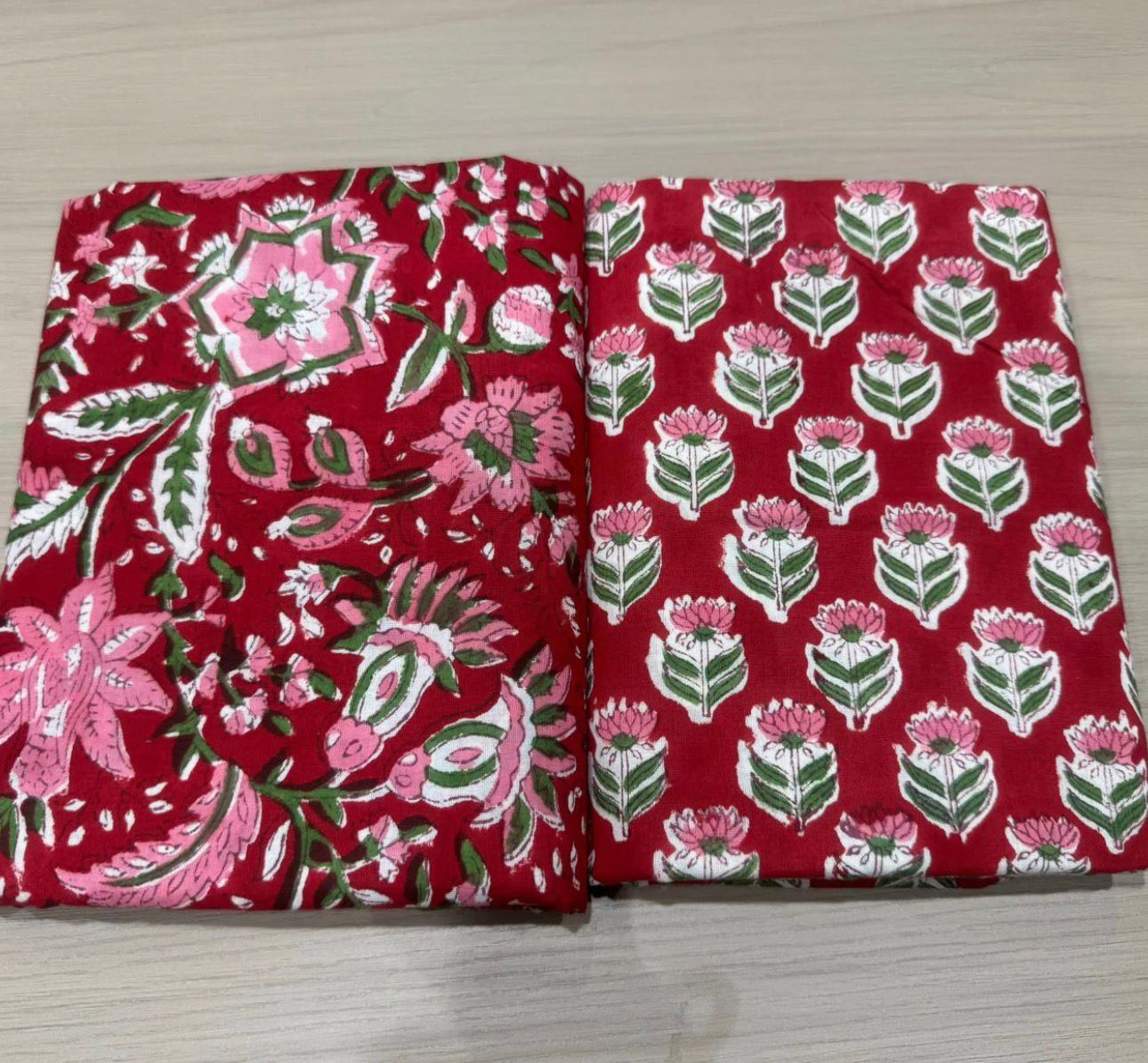 Hand Block Bagru and Sanganeri Printed Cotton 3PC Unstiched Suit With Cotton Dupatta