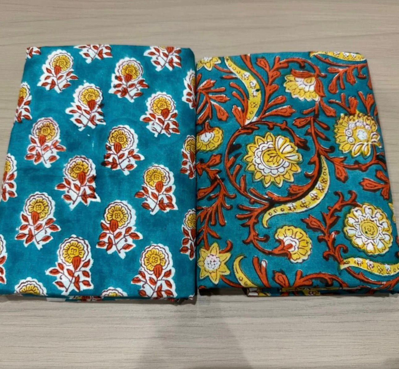 Hand Block Bagru and Sanganeri Printed Cotton 3PC Unstiched Suit With Cotton Dupatta