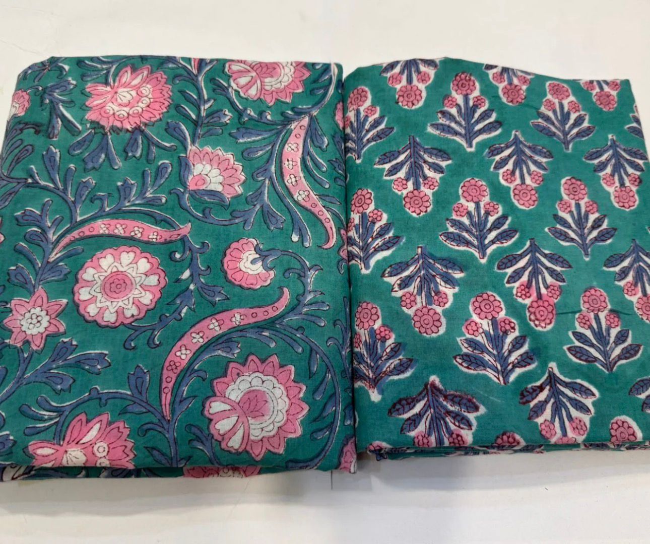 Hand Block Bagru and Sanganeri Printed Cotton 3PC Unstiched Suit With Cotton Dupatta