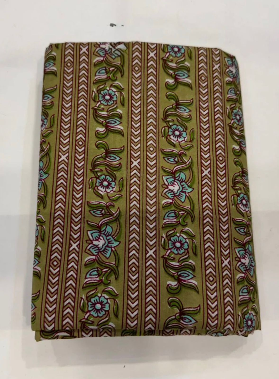 Hand Block Bagru and Sanganeri Printed Cotton 3PC Unstiched Suit With Cotton Dupatta