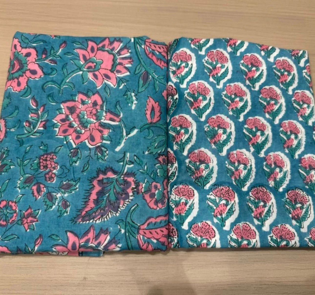 Hand Block Bagru and Sanganeri Printed Cotton 3PC Unstiched Suit With Cotton Dupatta
