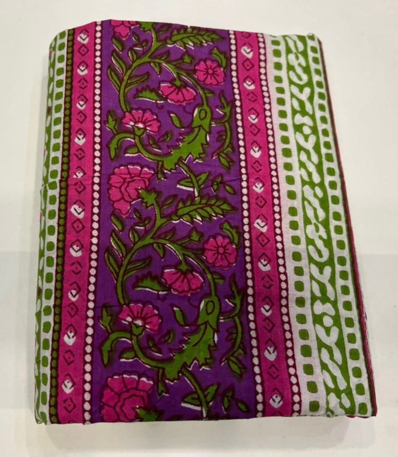 Hand Block Bagru and Sanganeri Printed Cotton 3PC Unstiched Suit With Cotton Dupatta