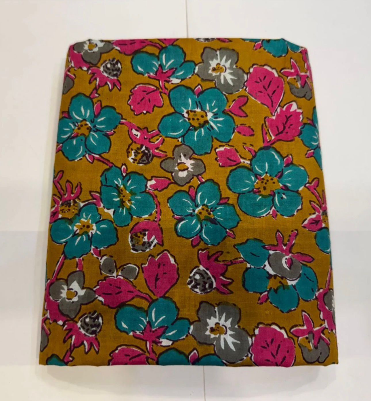 Hand Block Bagru and Sanganeri Printed Cotton 3PC Unstiched Suit With Cotton Dupatta