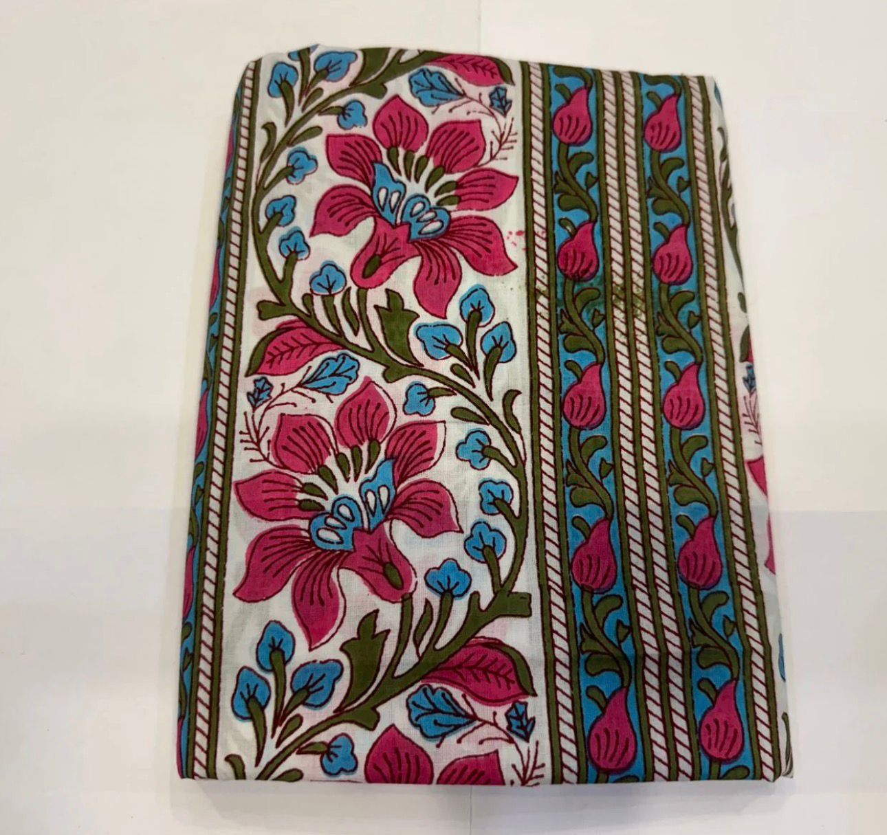 Hand Block Bagru and Sanganeri Printed Cotton 3PC Unstiched Suit With Cotton Dupatta