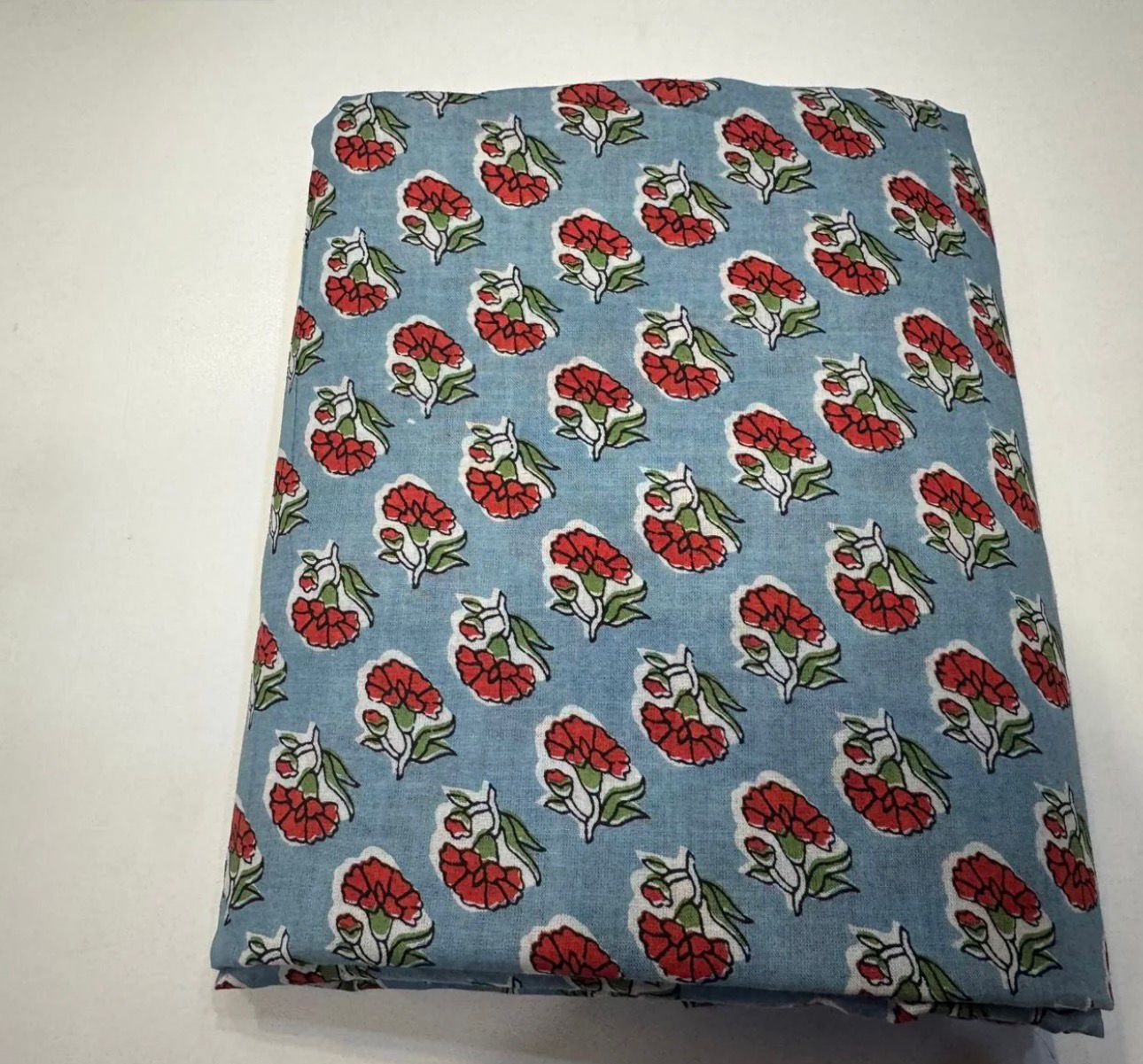 Hand Block Bagru and Sanganeri Printed Cotton 3PC Unstiched Suit With Cotton Dupatta