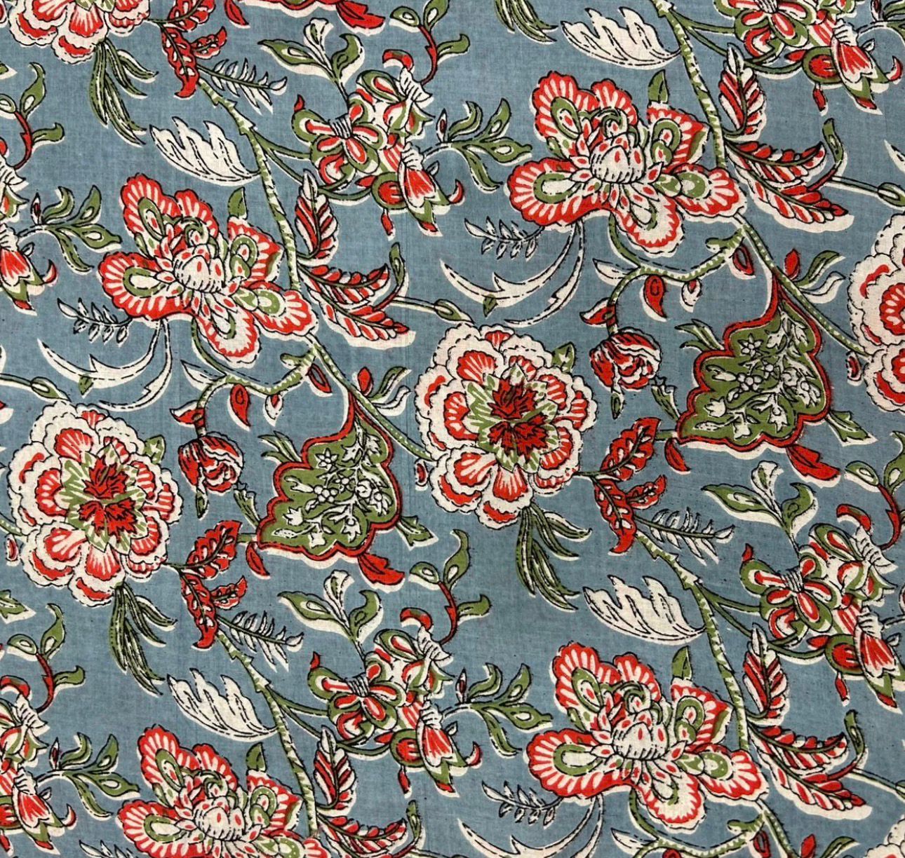 Hand Block Bagru and Sanganeri Printed Cotton 3PC Unstiched Suit With Cotton Dupatta