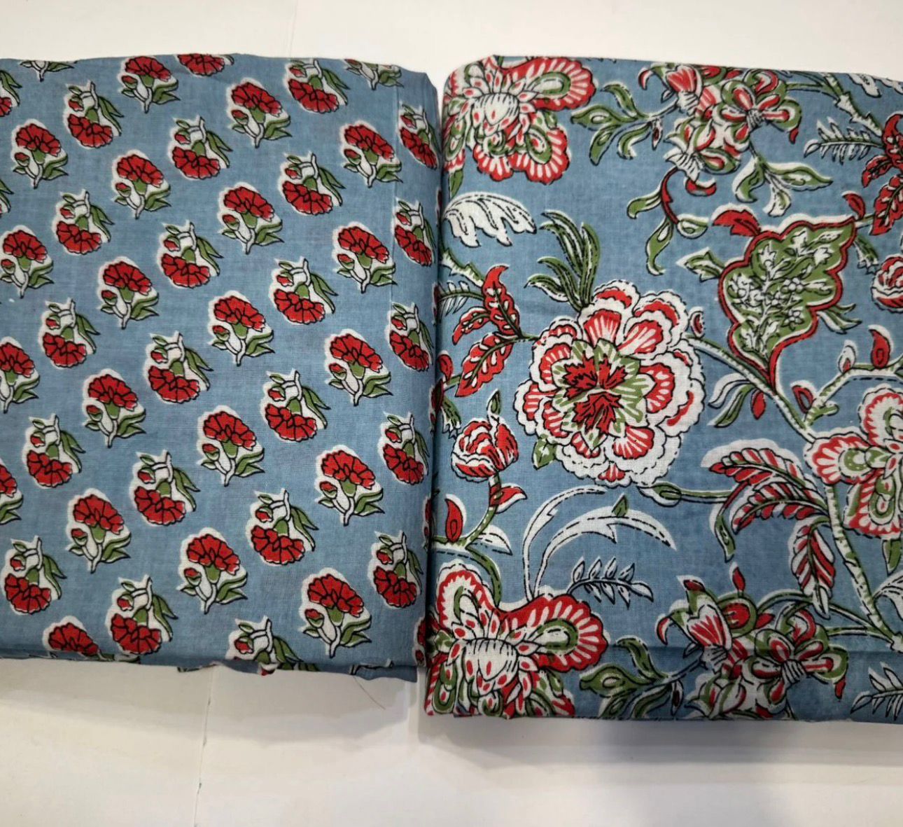 Hand Block Bagru and Sanganeri Printed Cotton 3PC Unstiched Suit With Cotton Dupatta