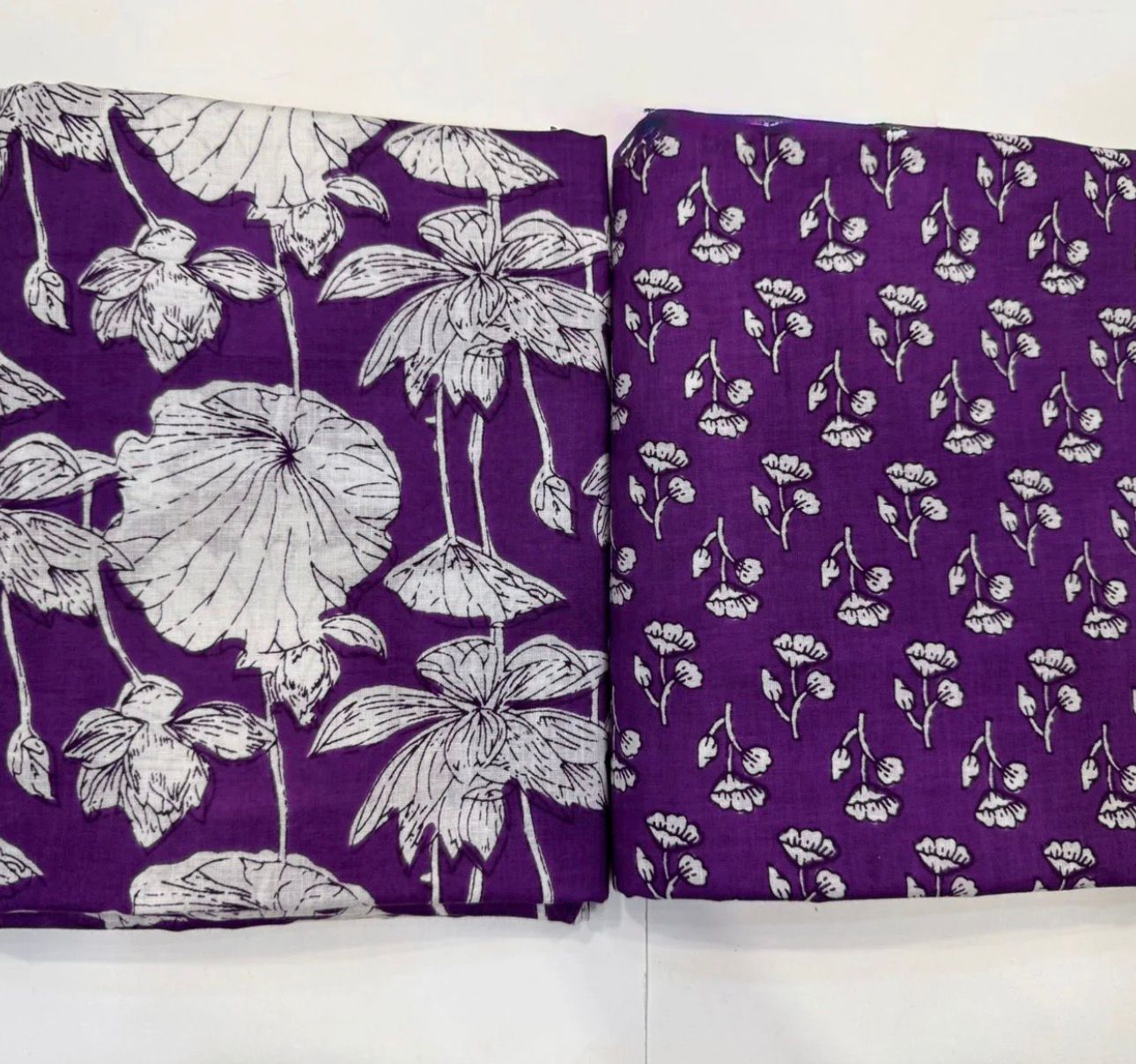 Hand Block Bagru and Sanganeri Printed Cotton 3PC Unstiched Suit With Cotton Dupatta