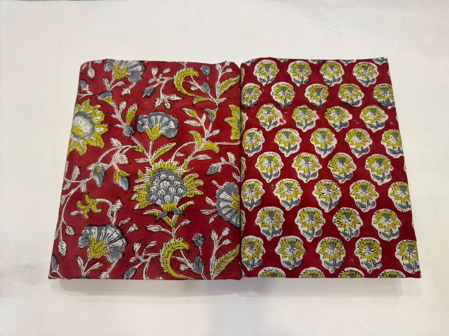 Hand Block Bagru and Sanganeri Printed Cotton 3PC Unstiched Suit With Kota Doriya Dupatta