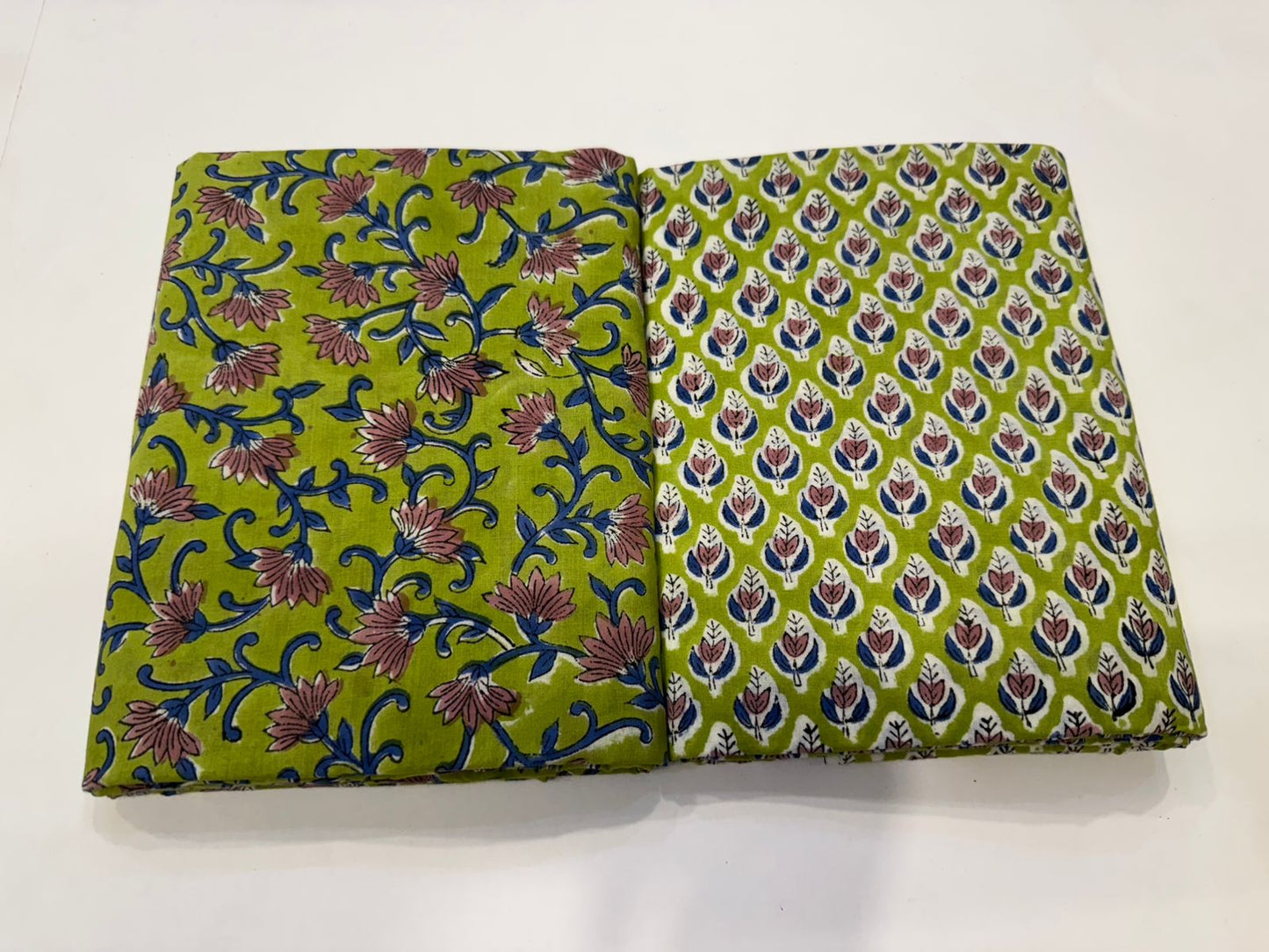 Hand Block Bagru and Sanganeri Printed Cotton 3PC Unstiched Suit With Kota Doriya Dupatta