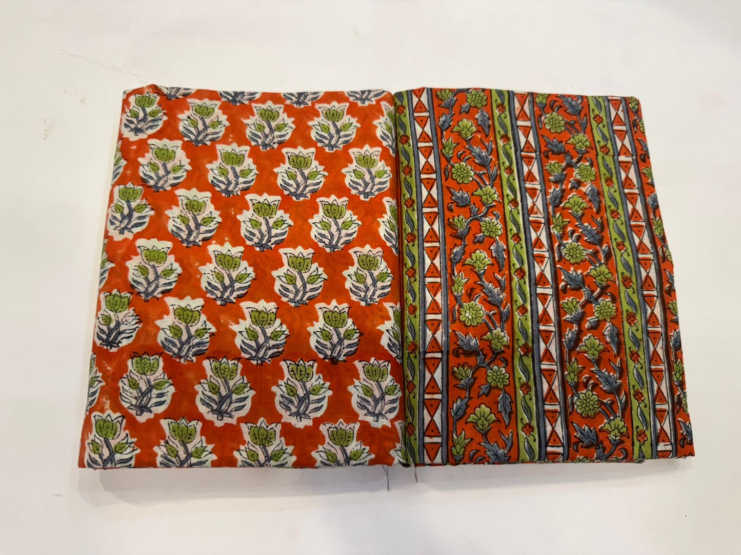 Hand Block Bagru and Sanganeri Printed Cotton 3PC Unstiched Suit With Kota Doriya Dupatta