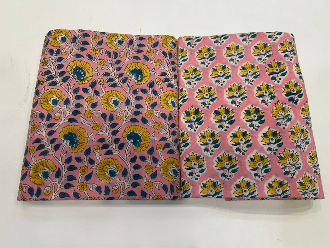 Hand Block Bagru and Sanganeri Printed Cotton 3PC Unstiched Suit With Kota Doriya Dupatta