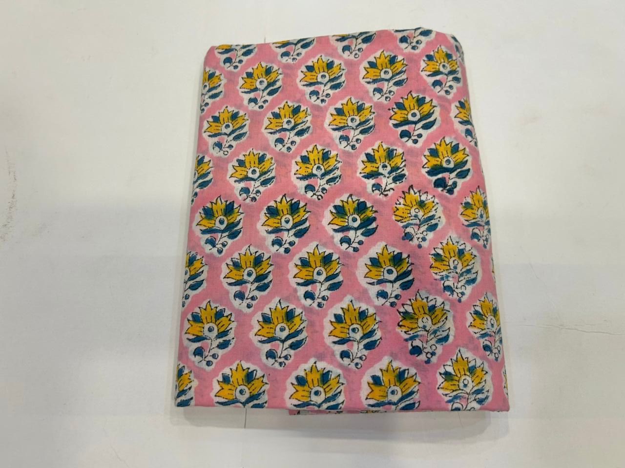 Hand Block Bagru and Sanganeri Printed Cotton 3PC Unstiched Suit With Kota Doriya Dupatta