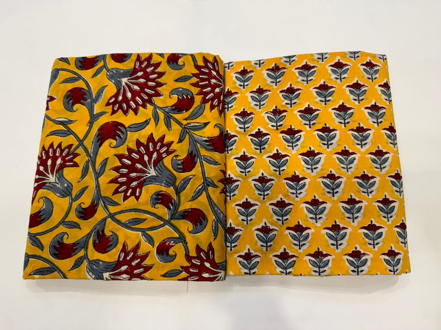 Hand Block Bagru and Sanganeri Printed Cotton 3PC Unstiched Suit With Kota Doriya Dupatta