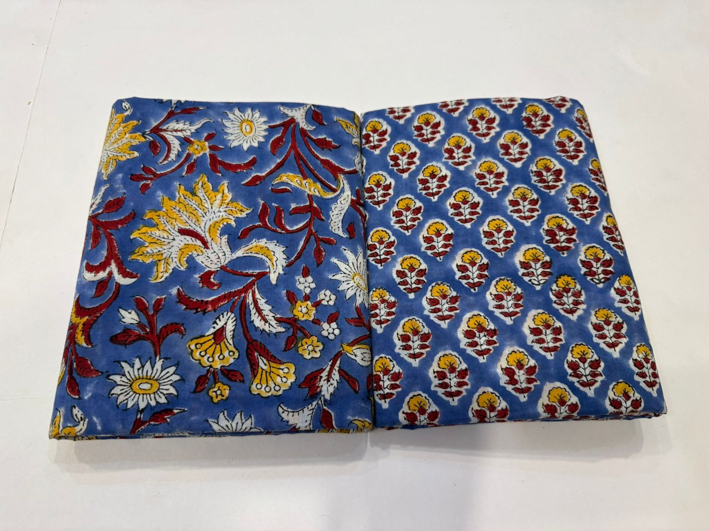 Hand Block Bagru and Sanganeri Printed Cotton 3PC Unstiched Suit With Kota Doriya Dupatta