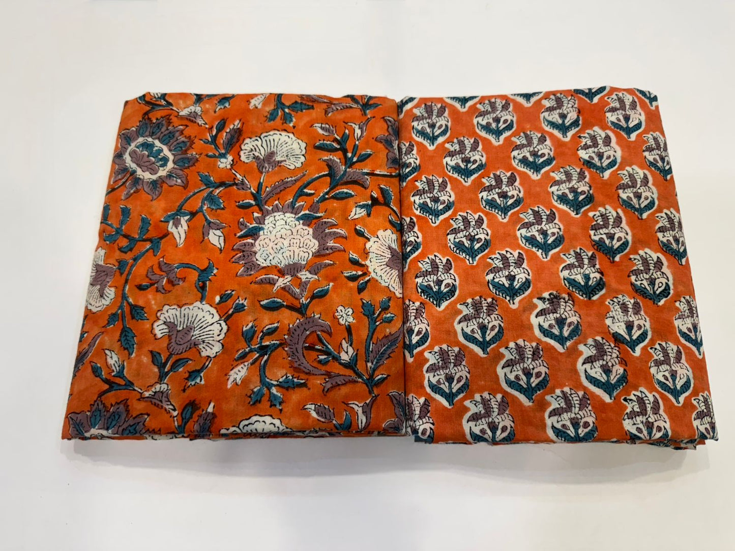 Hand Block Bagru and Sanganeri Printed Cotton 3PC Unstiched Suit With Kota Doriya Dupatta