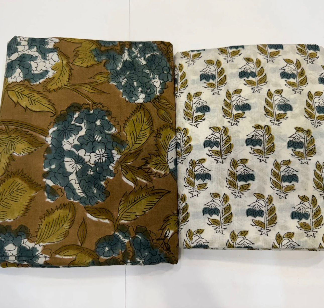 Hand Block Bagru and Sanganeri Printed Cotton 3PC Unstiched Suit With Kota Doriya Dupatta