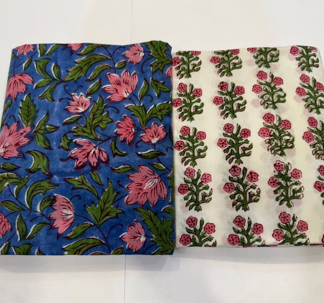Hand Block Bagru and Sanganeri Printed Cotton 3PC Unstiched Suit With Kota Doriya Dupatta