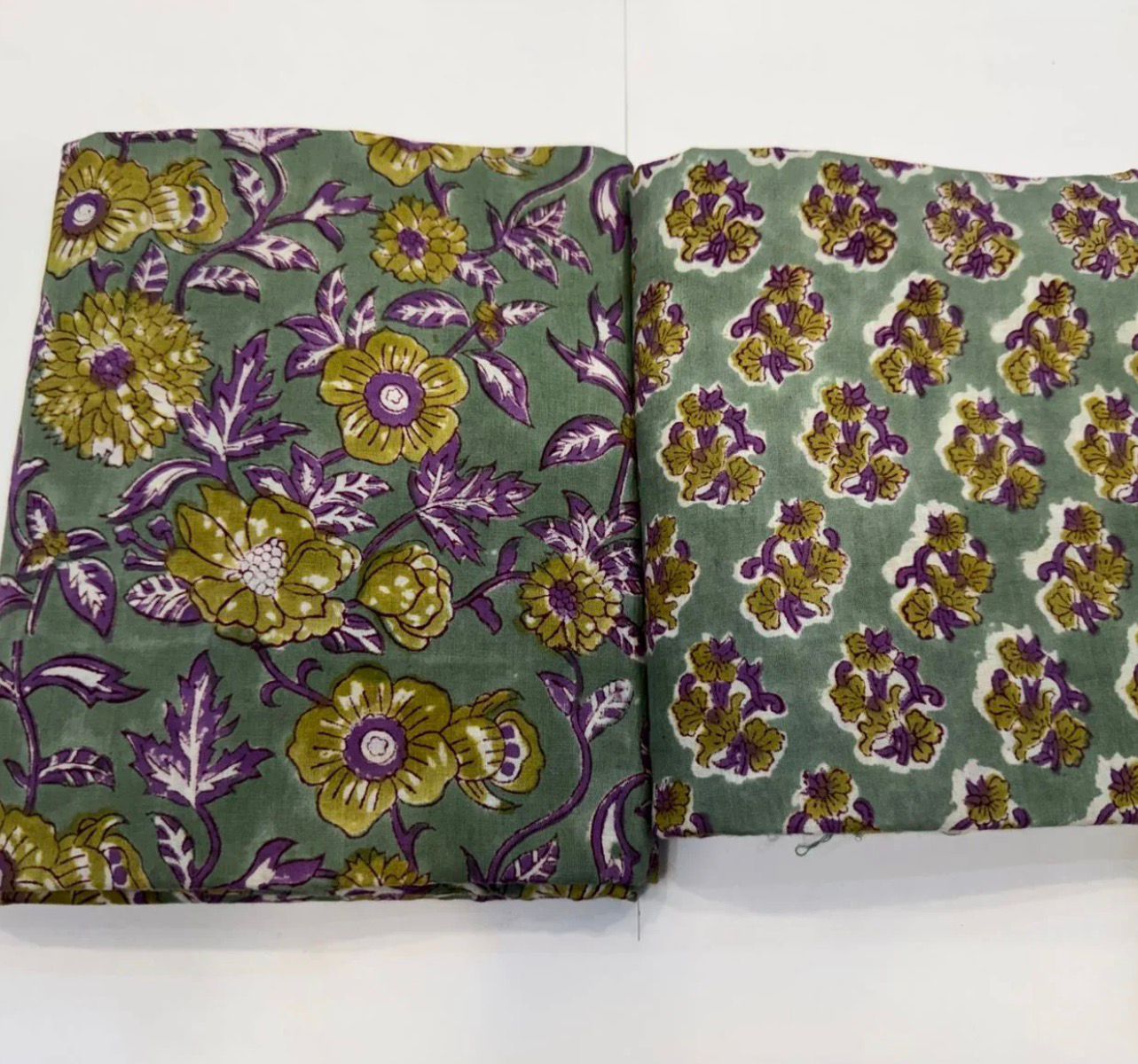 Hand Block Bagru and Sanganeri Printed Cotton 3PC Unstiched Suit With Kota Doriya Dupatta