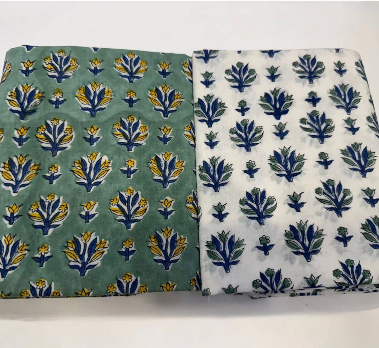 Hand Block Bagru and Sanganeri Printed Cotton 3PC Unstiched Suit With Kota Doriya Dupatta