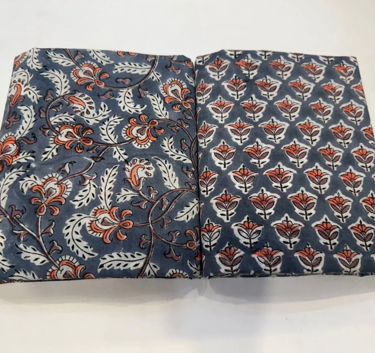 Hand Block Bagru and Sanganeri Printed Cotton 3PC Unstiched Suit With Kota Doriya Dupatta