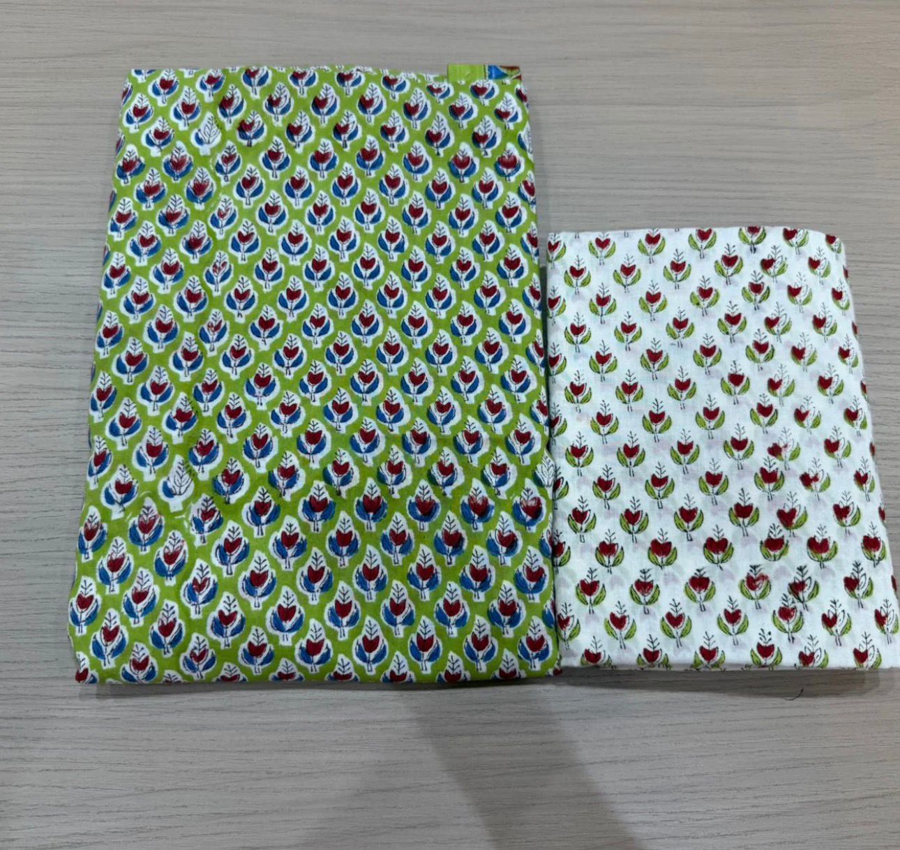 Hand Block Bagru and Sanganeri Printed Cotton 3PC Unstiched Suit With Kota Doriya Dupatta