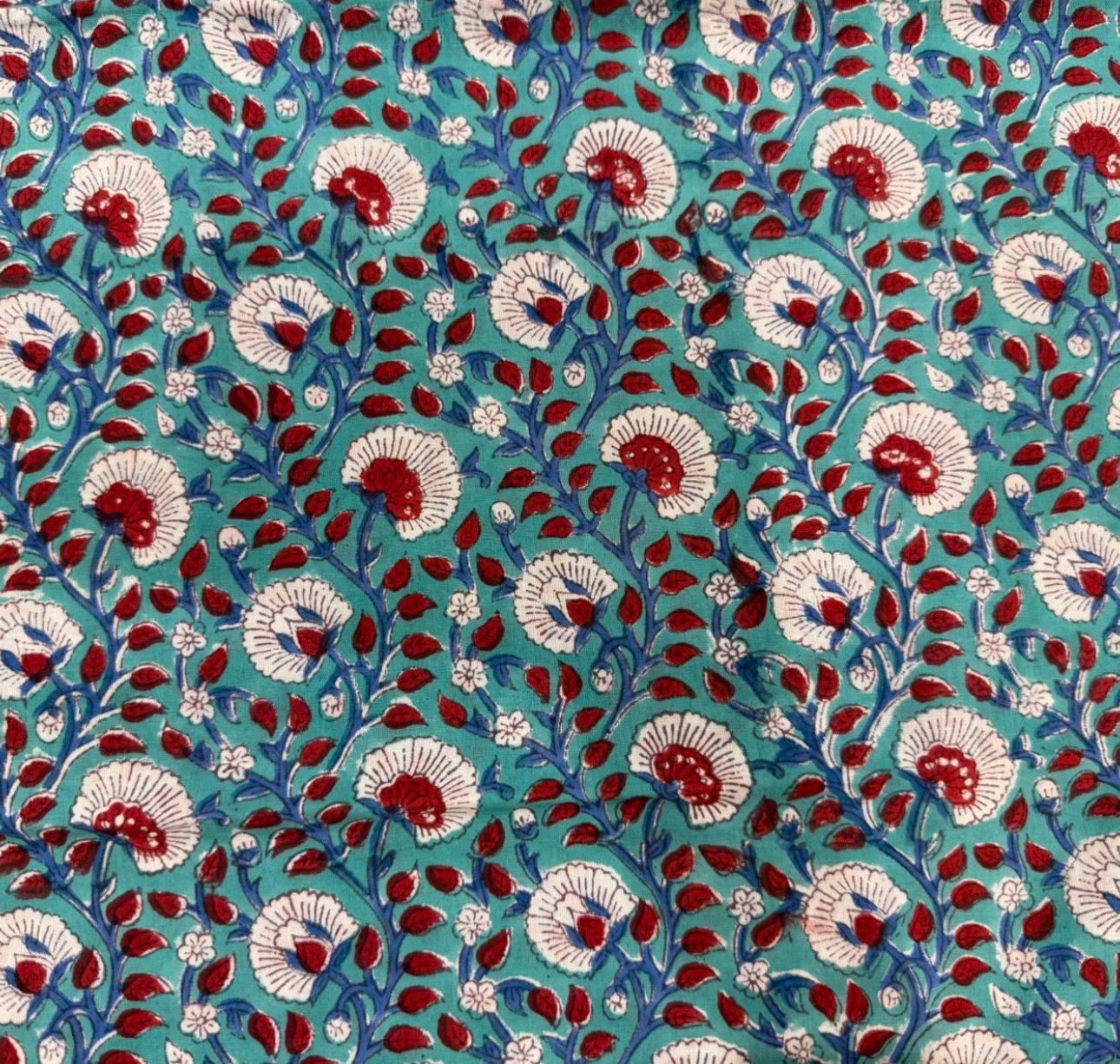 Hand Block Bagru and Sanganeri Printed Cotton 3PC Unstiched Suit With Kota Doriya Dupatta