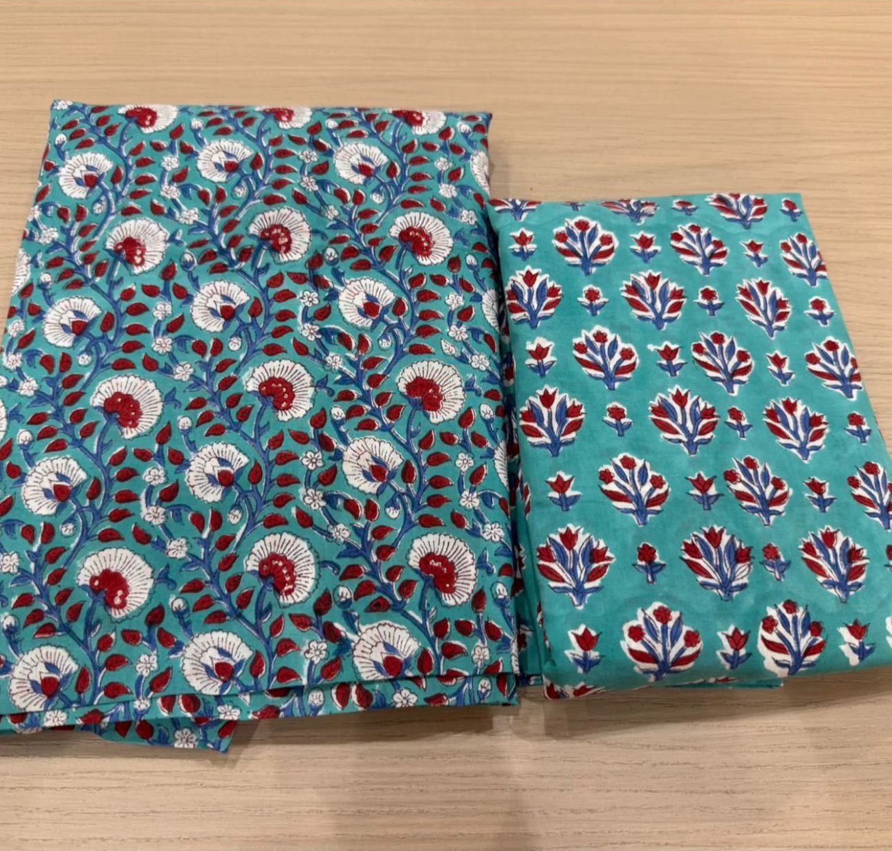 Hand Block Bagru and Sanganeri Printed Cotton 3PC Unstiched Suit With Kota Doriya Dupatta