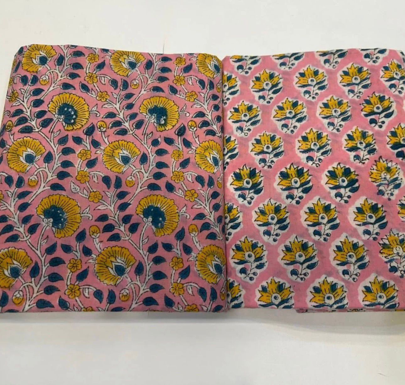 Hand Block Bagru and Sanganeri Printed Cotton 3PC Unstiched Suit With Kota Doriya Dupatta
