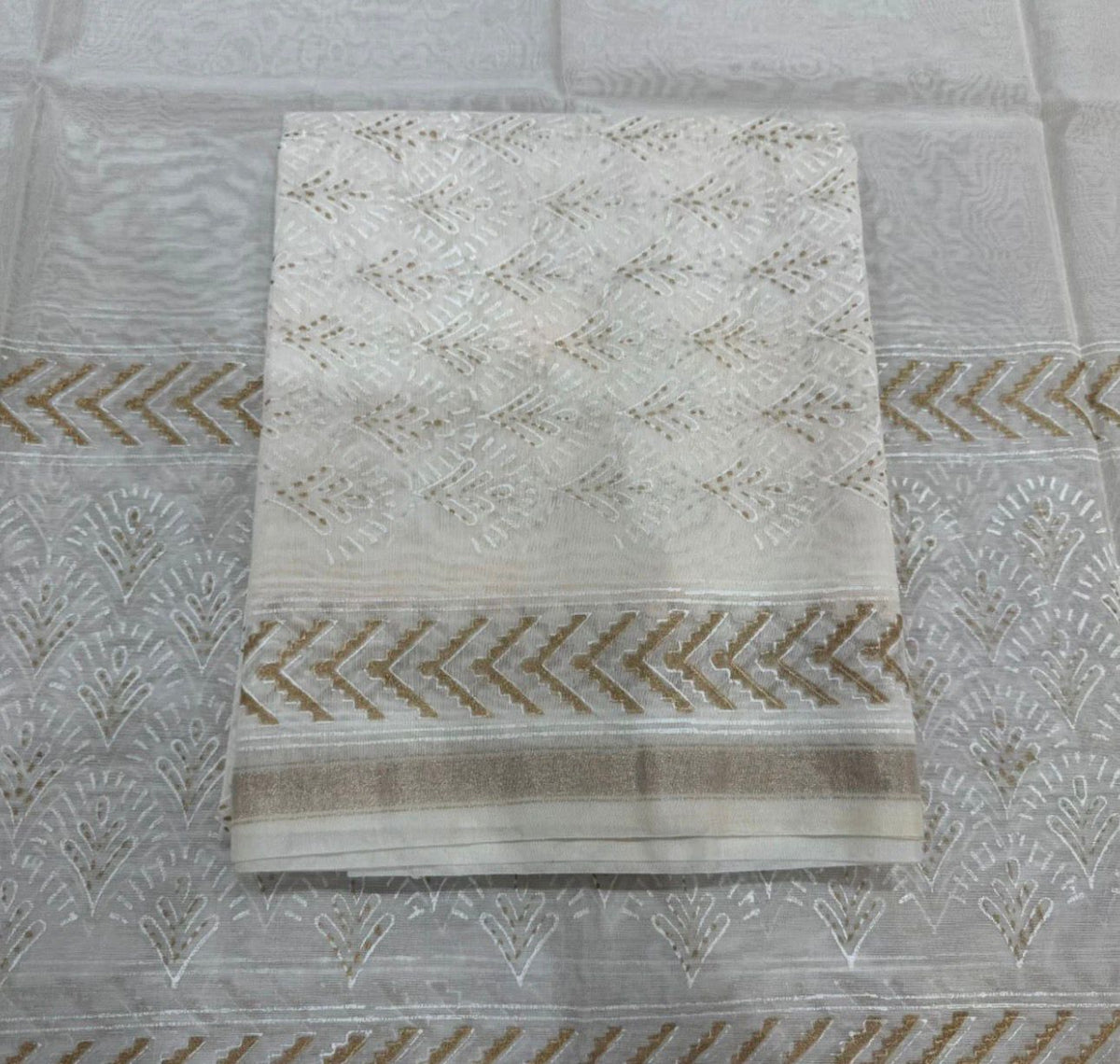Hand Block Bagru and Sanganeri Printed Chanderi Silk 3PC Unstiched Suit With Chanderi Silk Dupatta